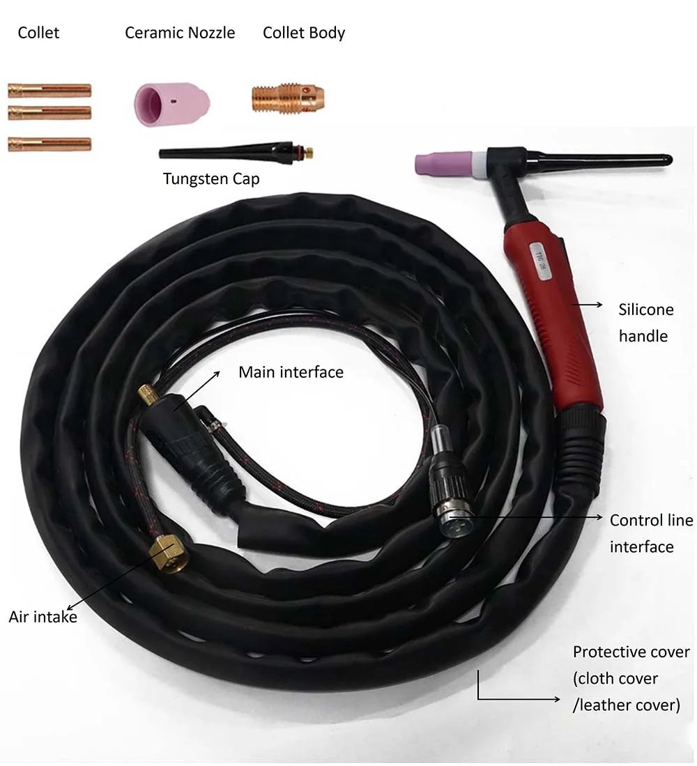 WP26 Gas Cooled TIG Welding Torch Customized Welding Accessories