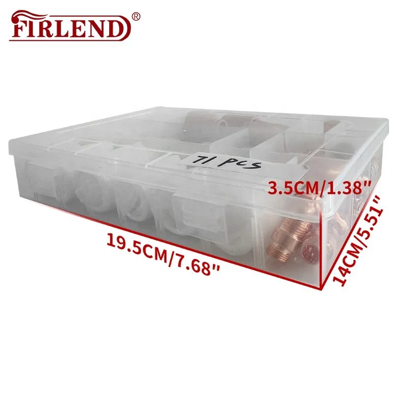 71pcs WP17 WP18 WP26 TIG Torch Ceramic Nozzle Gas Lens Collet Kit