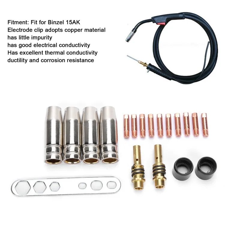 19pcs 15AK MIG Torch Nozzle and Contact Tip Accessory Kit